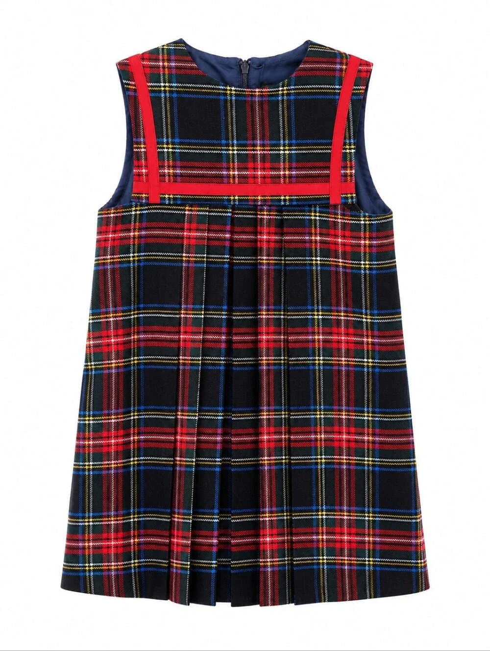 Vintage Blarney Woollen Mills Plaid Jumper Dress Kids Sz 6 8 Wool Sailor Pleated